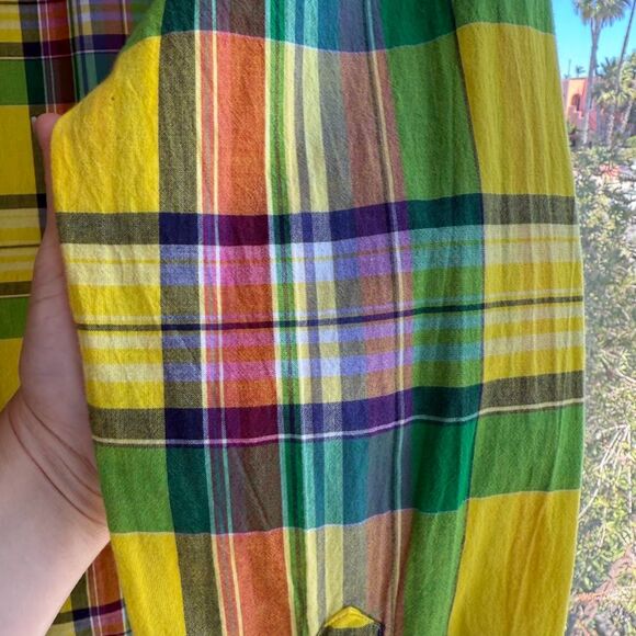 Vintage Polo Ralph Lauren Madras Plaid Buttondown Shirt in Yellow Multi size XL - Picture 8 of 9